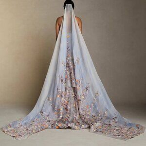 Mariela Watercolor Painted Organza Veil